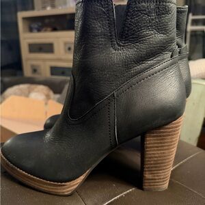 Lucky Brand Black Leather Heeled Boots